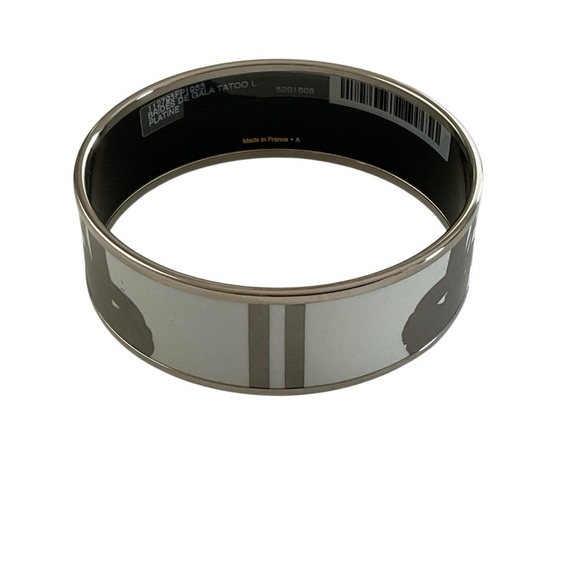 Hermes Brides De Gala Bangle Bracelet  White Silver Wide w/Box Palladium Pleated - Picture 10 of 10